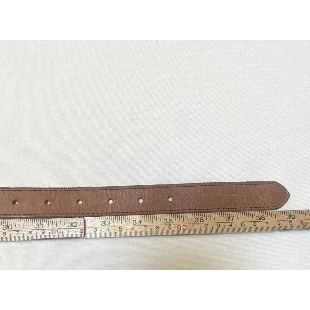 FRYE Brown Leather Ring Keeper Belt Medium Triple Loop Buckle Boho Western 1